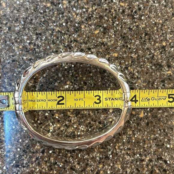 Ribbed Sterling Silver 950 Hinged Bracelet/Bangle - Picture 8 of 8